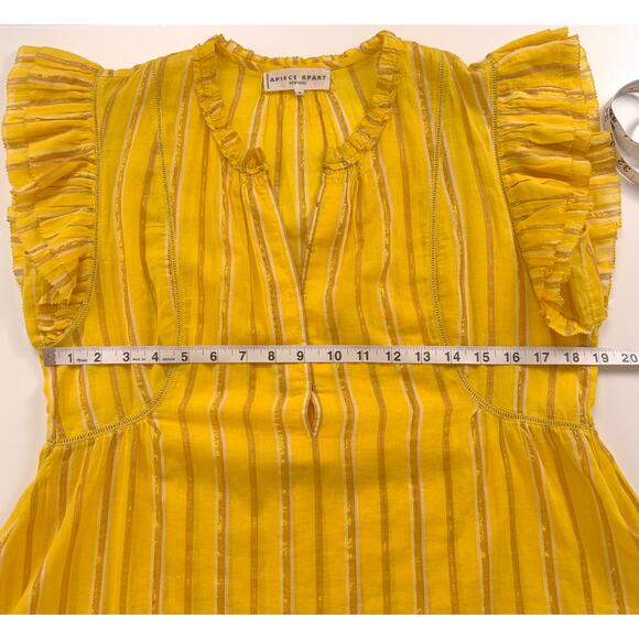 Apiece Apart Maria Del Mar Top in Yellow Metallic Stripe Size 4 - Picture 9 of 12